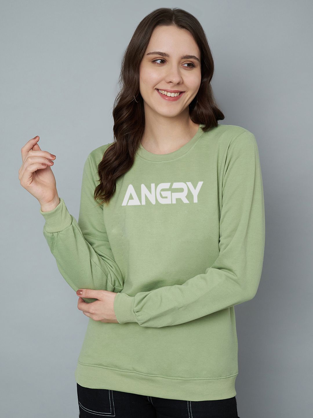 

Trend Level Women Typography Printed Fleece Ribbed Pullover Sweatshirt, Olive