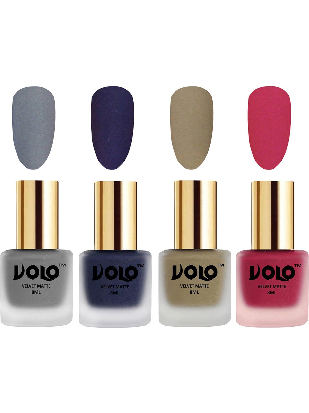 

VOLO Set Of 4 Velvet Matte Nail Polish-8 ml Each Shade -20 -31 -37 -43, Grey