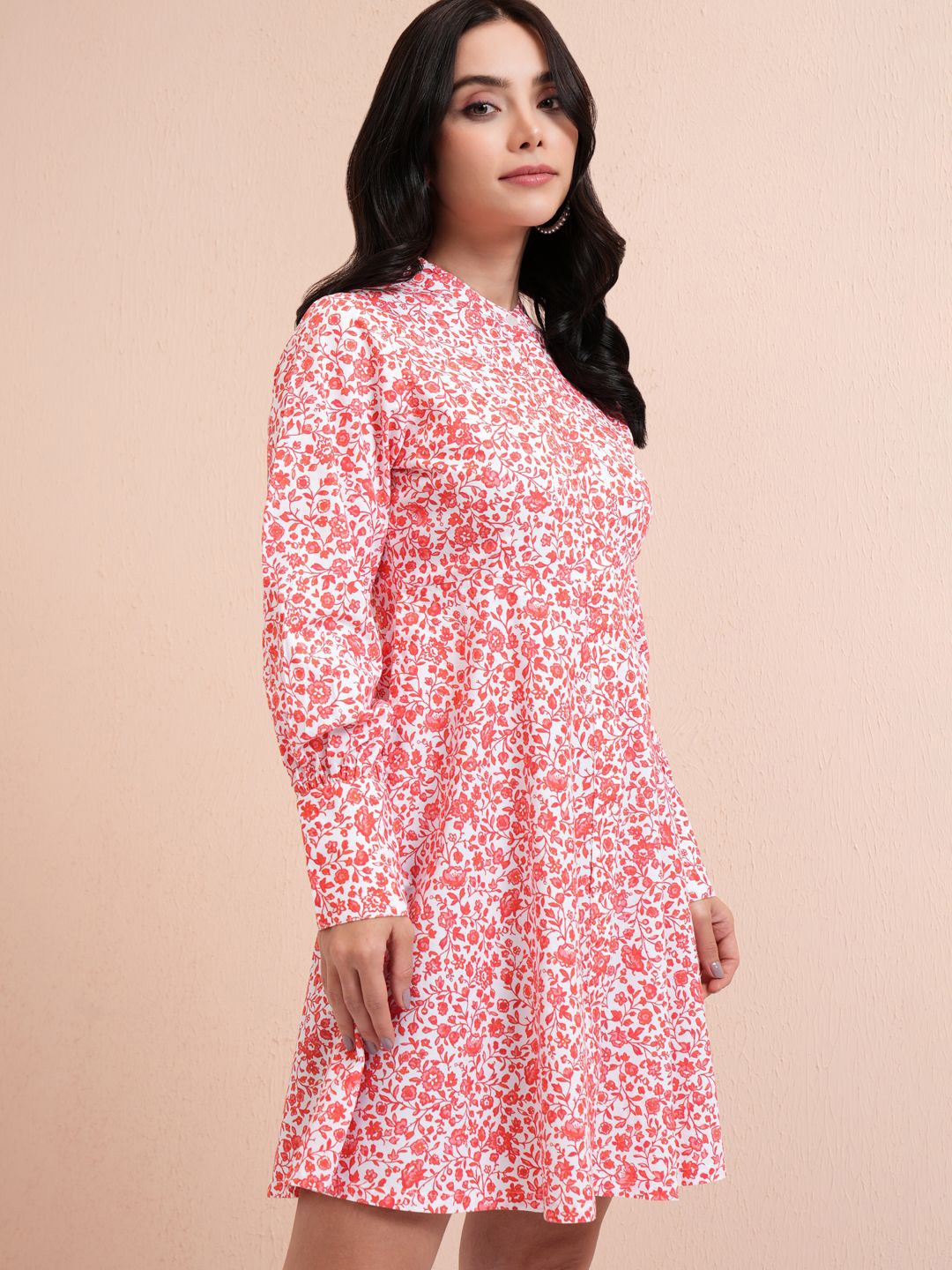 

Tokyo Talkies Women Floral Print A-Line Mini Dress, Pink