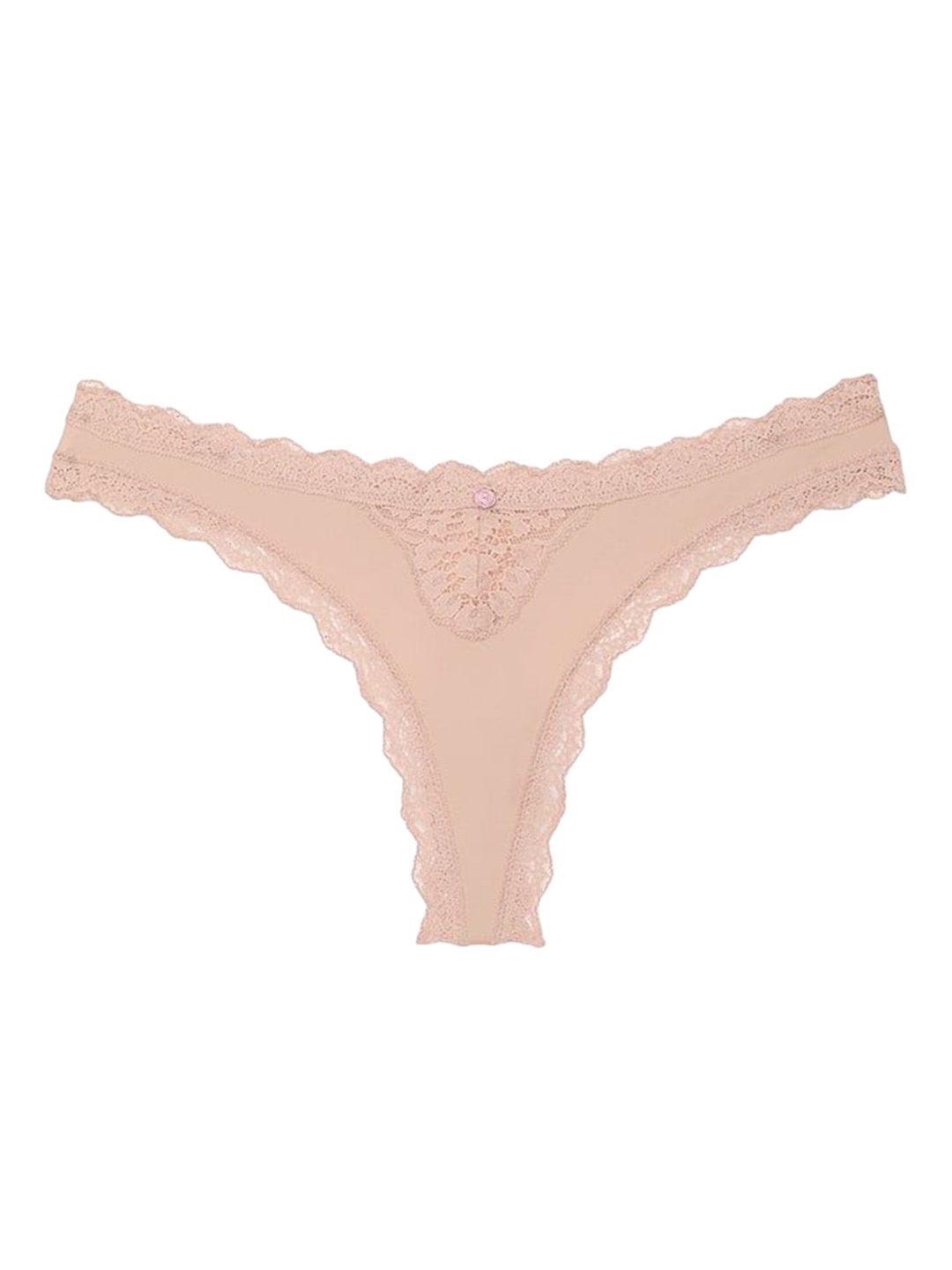 

Victoria's Secret Women Lace-Trim Thong Briefs 1125067066H6, Beige