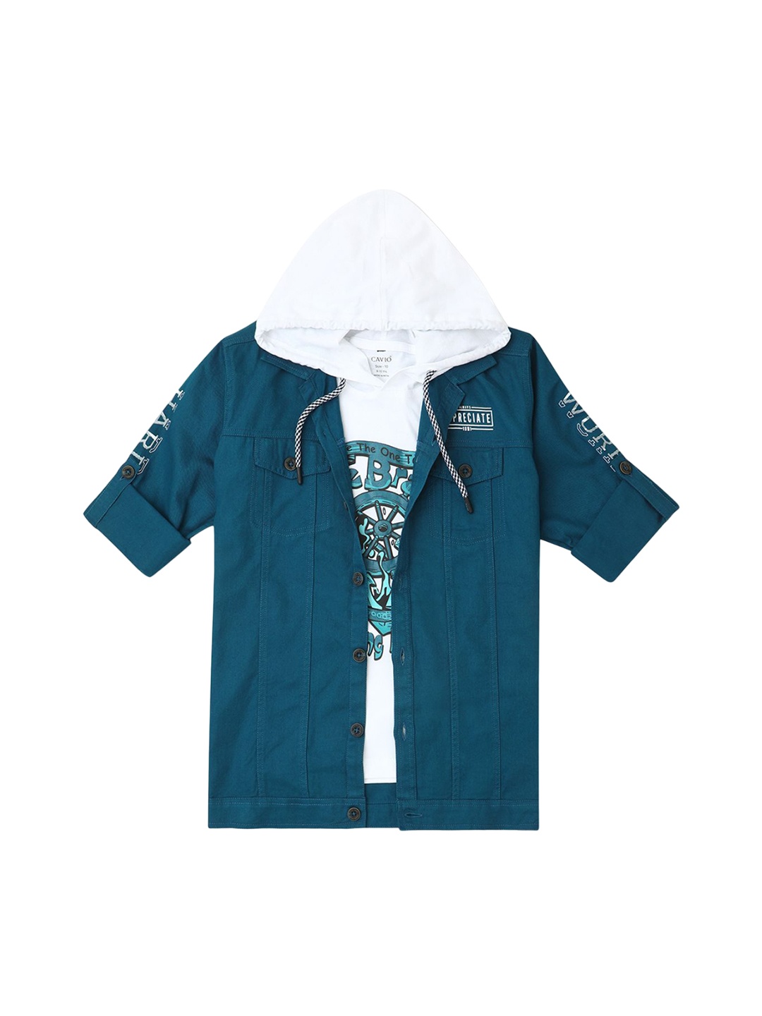 

CAVIO Boys Lightweight Jacket & T-Shirt, Blue