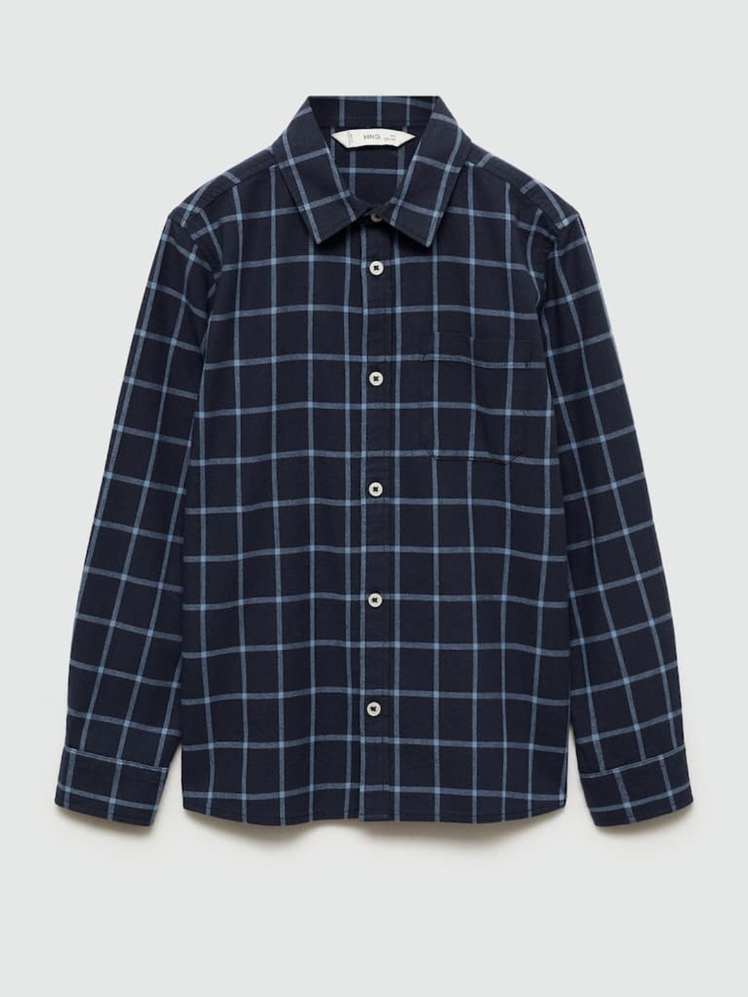 

Mango Kids Boys Pure Cotton Windowpane Checked Casual Shirt, Blue