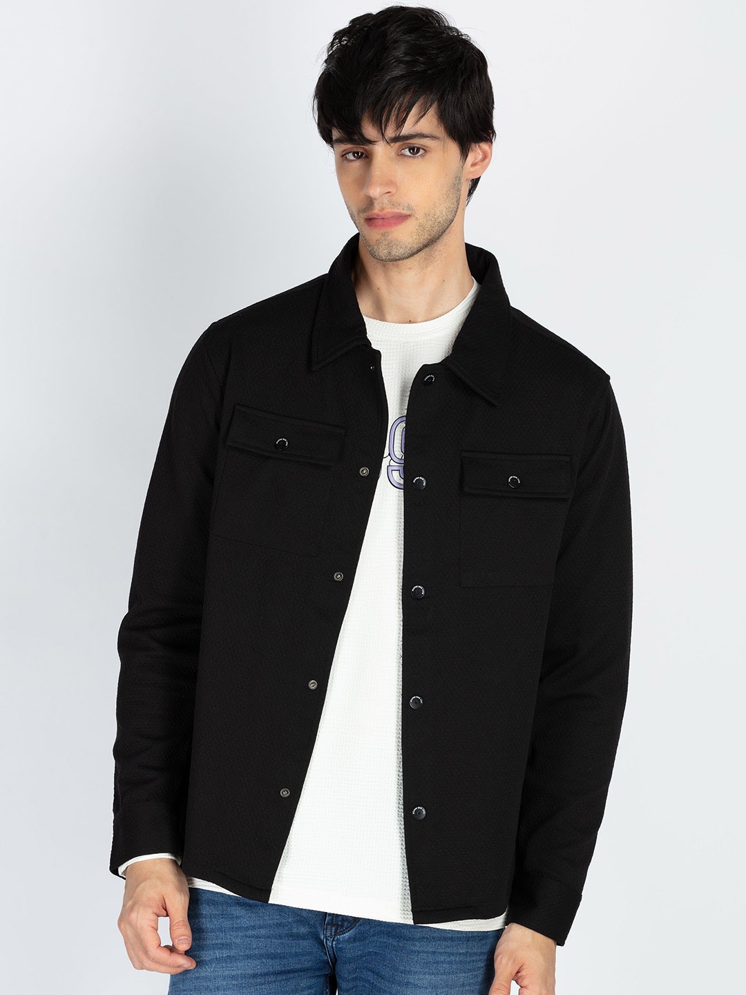 

Status Quo Men Denim Jacket with Embroidered, Black