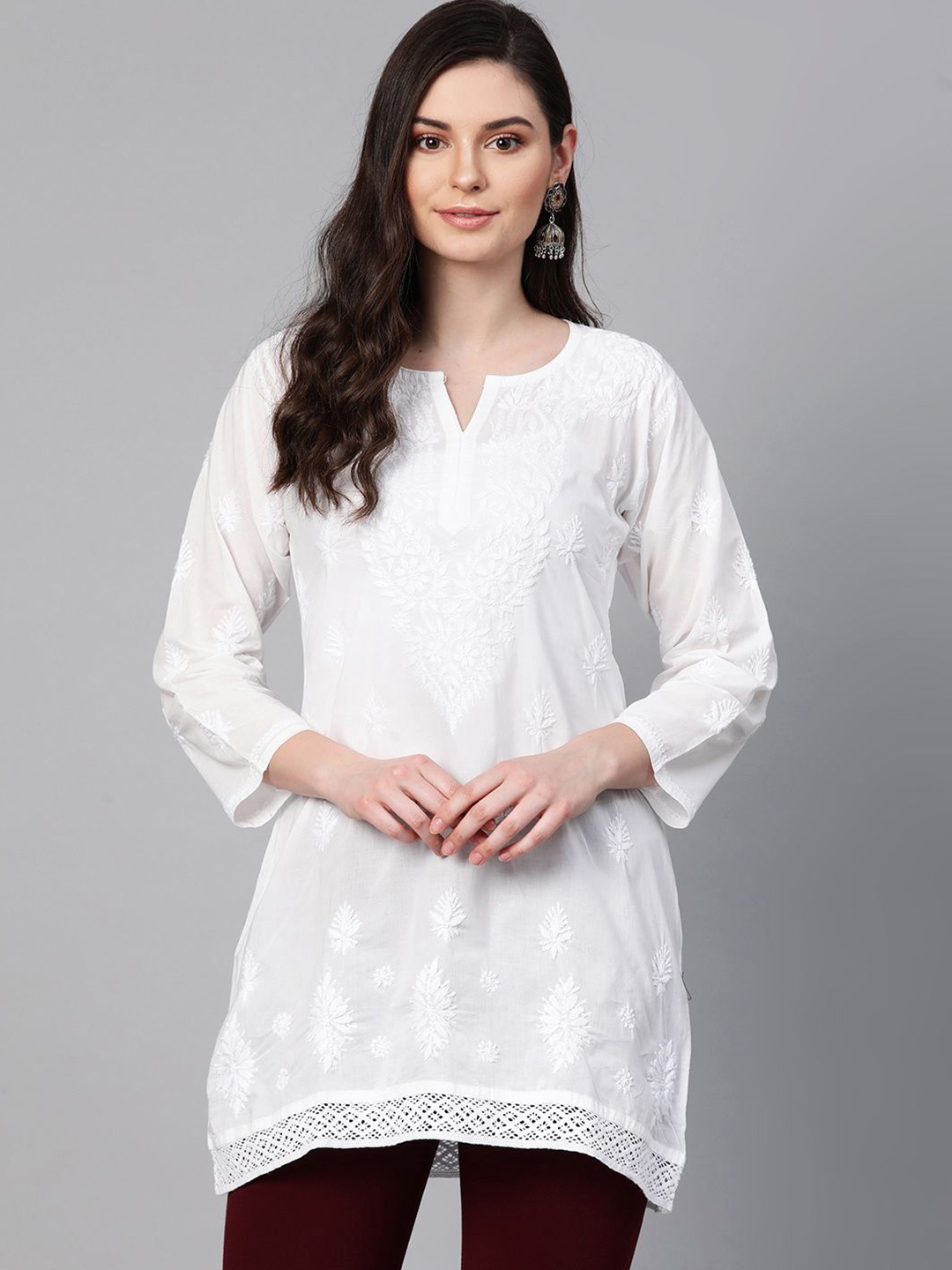 

ADA Women Embroidered Lucknowi Chikankari Kurti, White