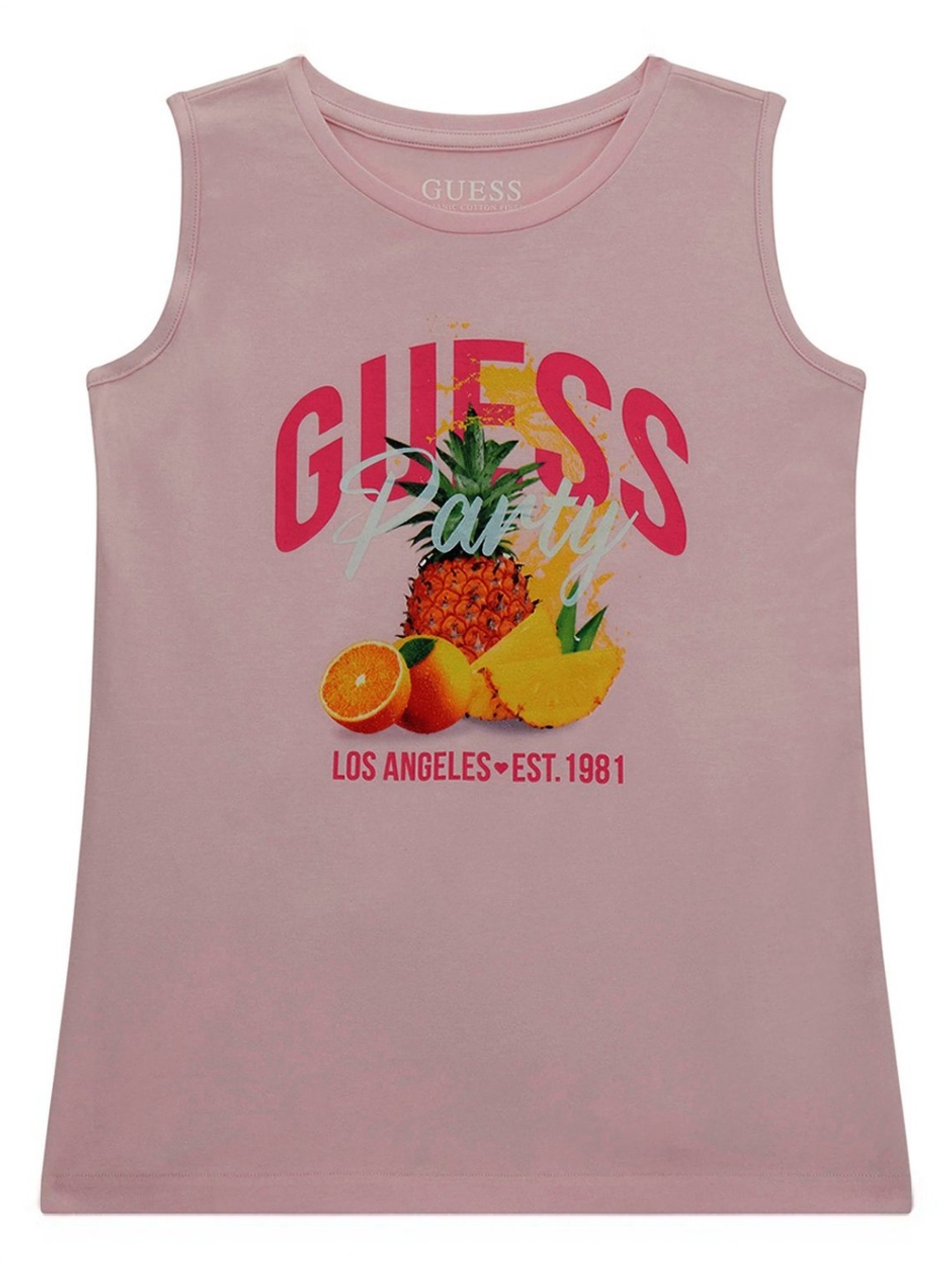 

GUESS kids Girls Graphic Printed Round Neck Cotton T-shirt, Mauve