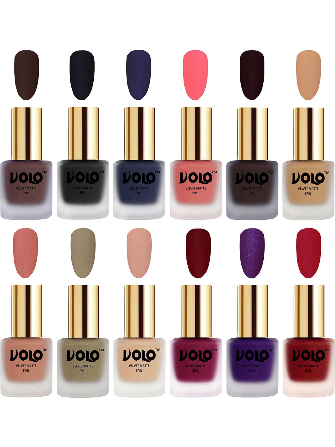 

VOLO Set Of 12 Velvet Matte Nail Polish - 8 ml Each, Burgundy