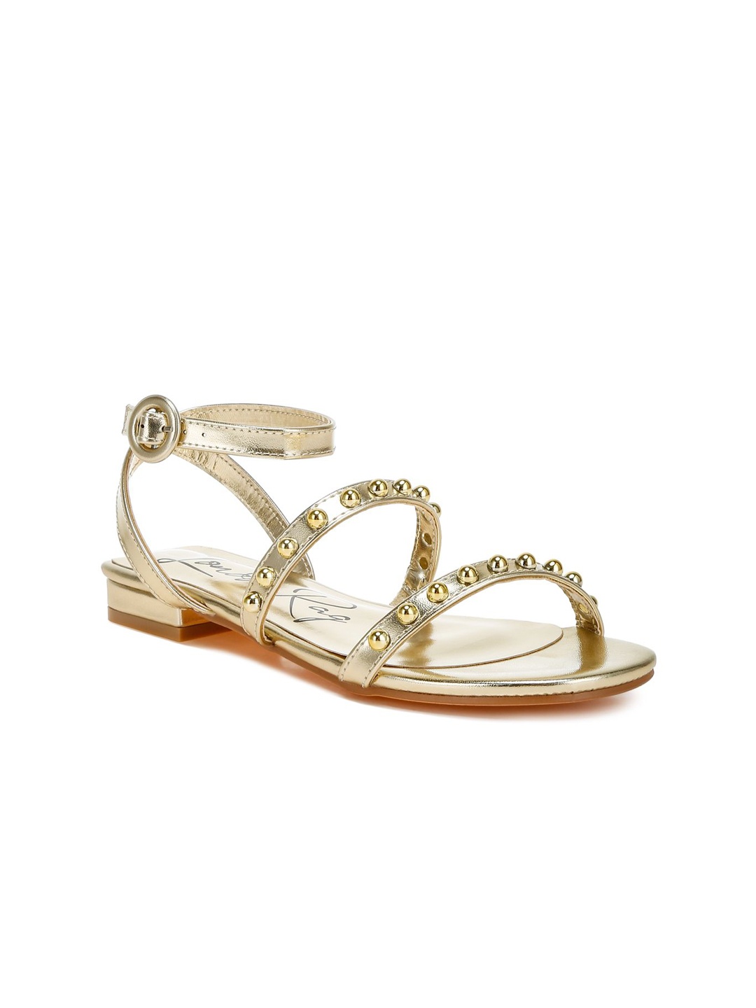 

London Rag Women Embellished Open Toe Flats, Gold
