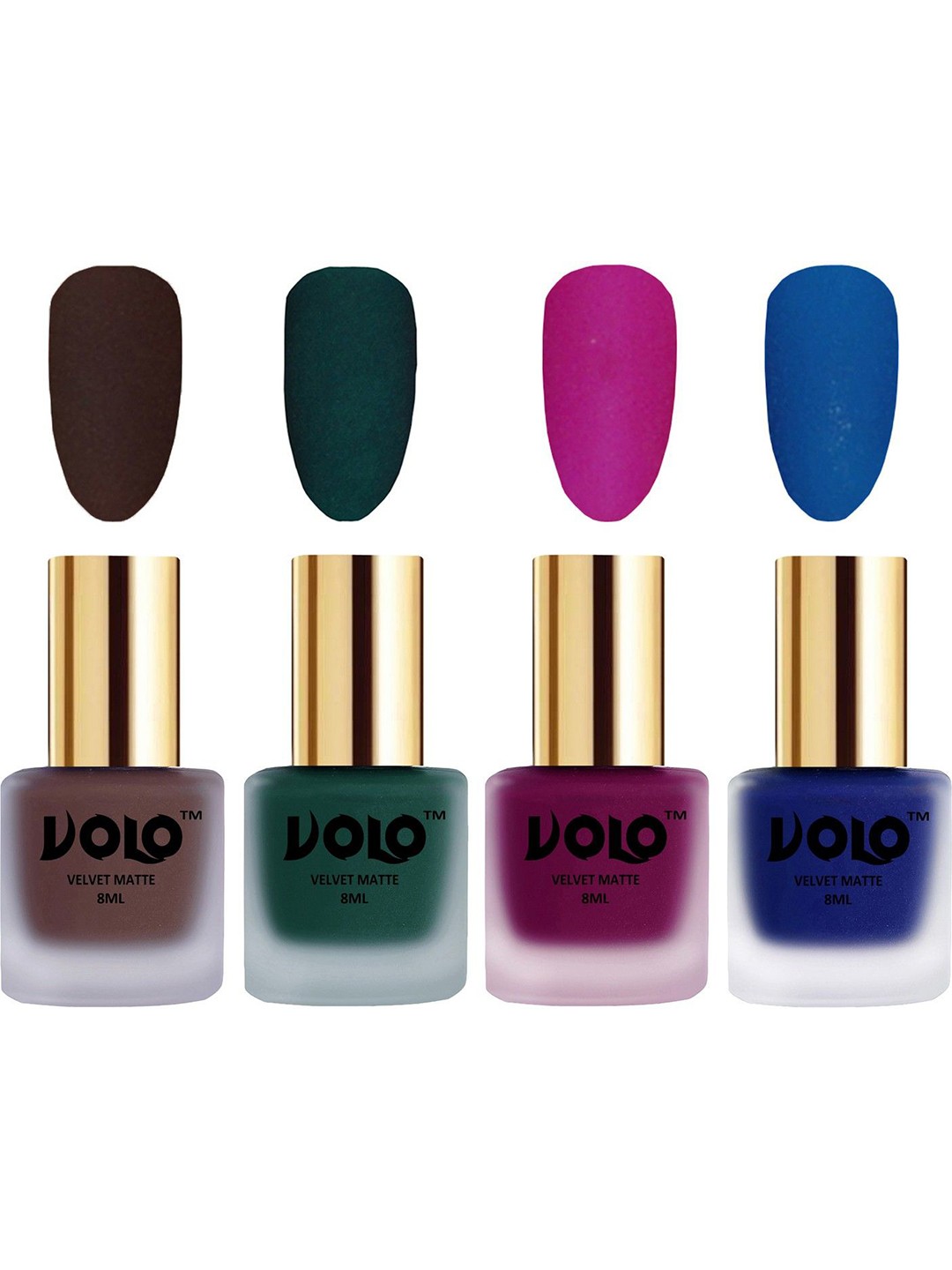 

VOLO Set Of 4 Velvet Matte Nail Polish - 8 ml Each - 2 - 12 - 14 - 19, Multi