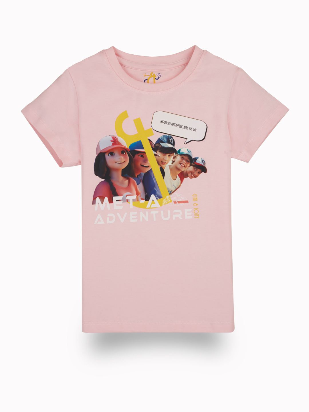 

Gini and Jony Girls Graphic Printed Round Neck Cotton T-shirt, Pink