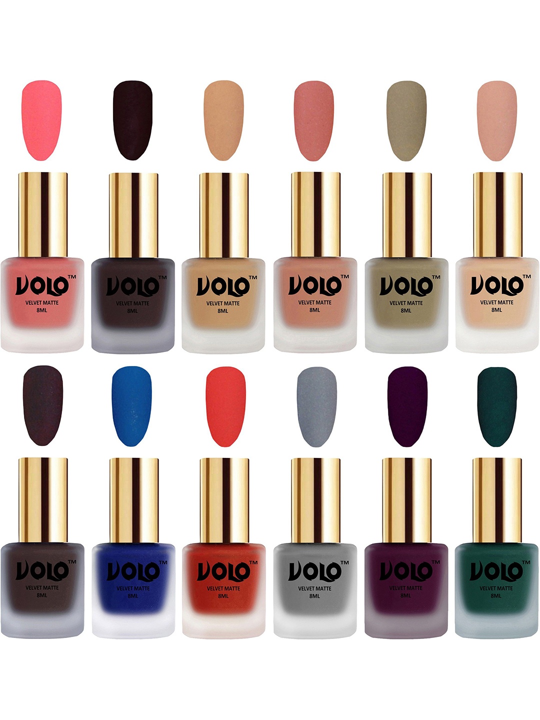 

VOLO Set Of 12 Velvet Matte Nail Polish-8 ml Each, Nude