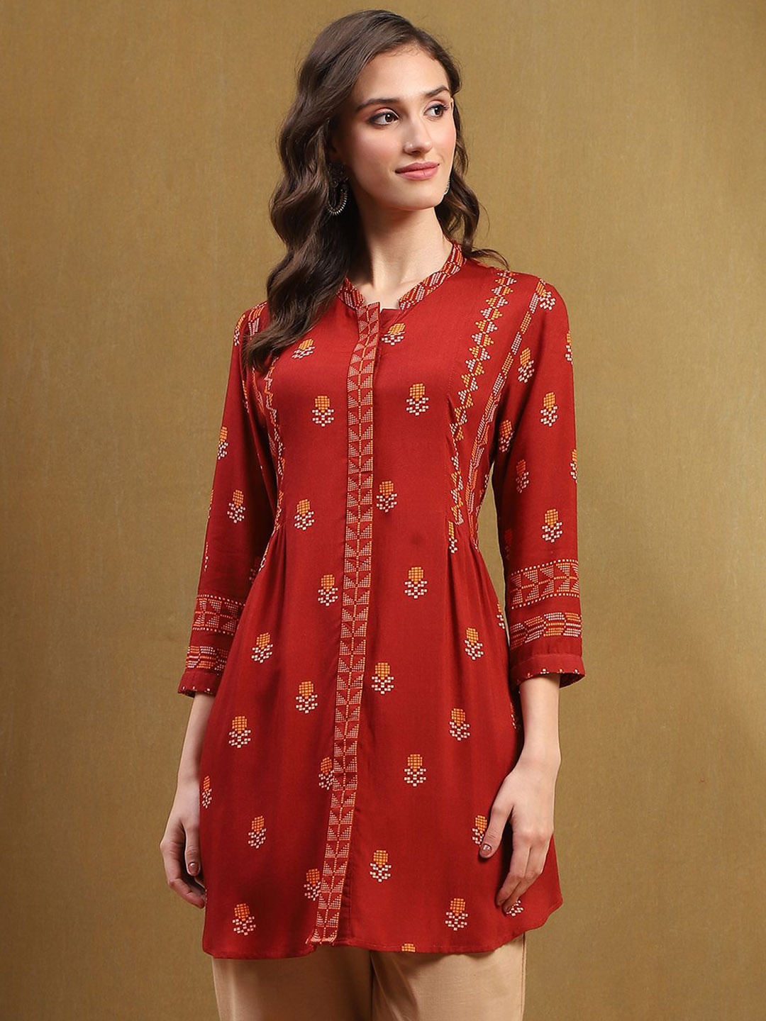 

Biba Women Printed Kurta, Maroon