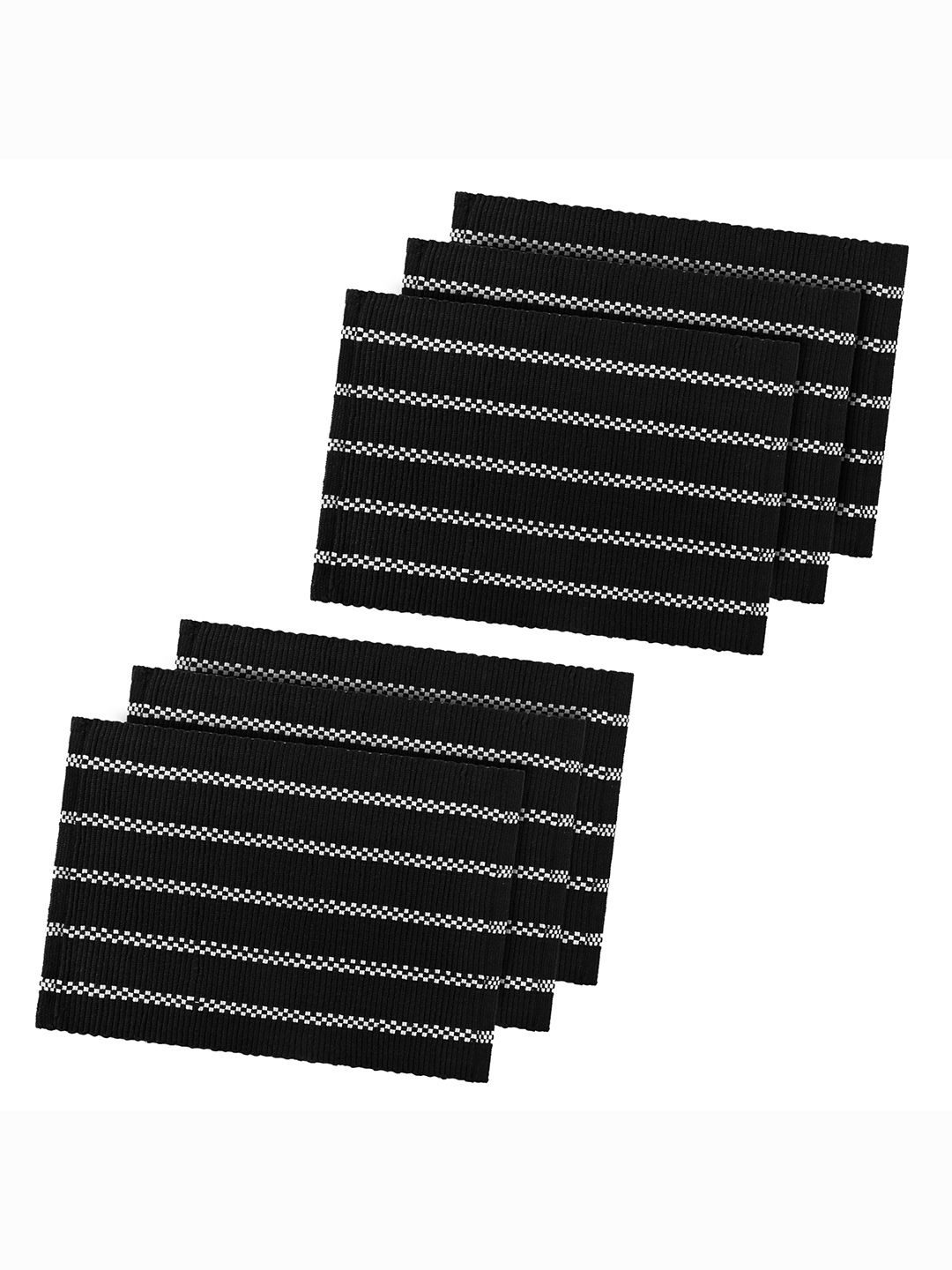 

Kuber Industries Black & White 6 Pieces Anti-Skid Door Mats