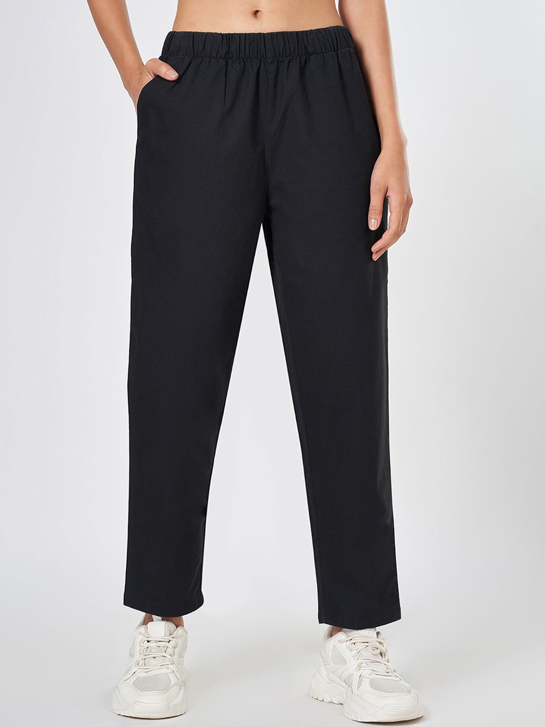 

Honey by Pantaloons Women High-Rise Regular Trousers, Black