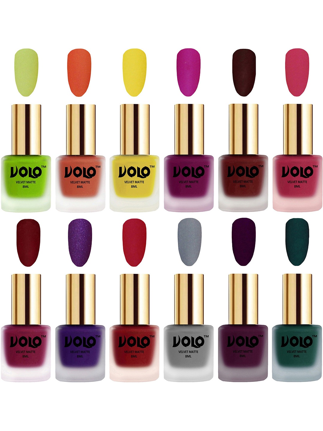

VOLO Set Of 12 Velvet Matte Nail Polish - 8 ml Each, Purple