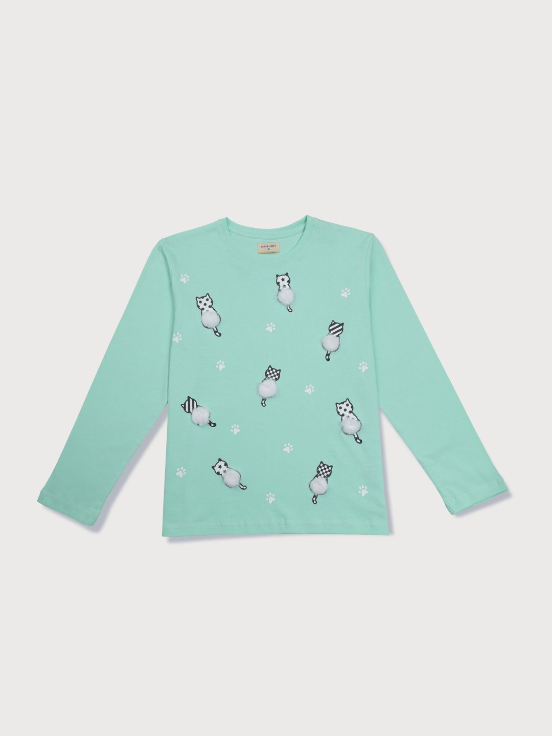 

Gini and Jony Girls Conversational Printed Round Neck Cotton T-shirt, Green