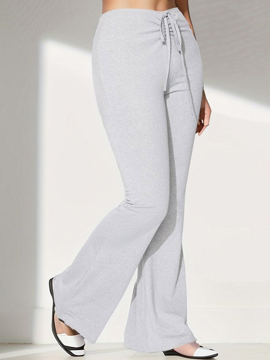 

LULU & SKY Women Solid Flared Trousers, Grey