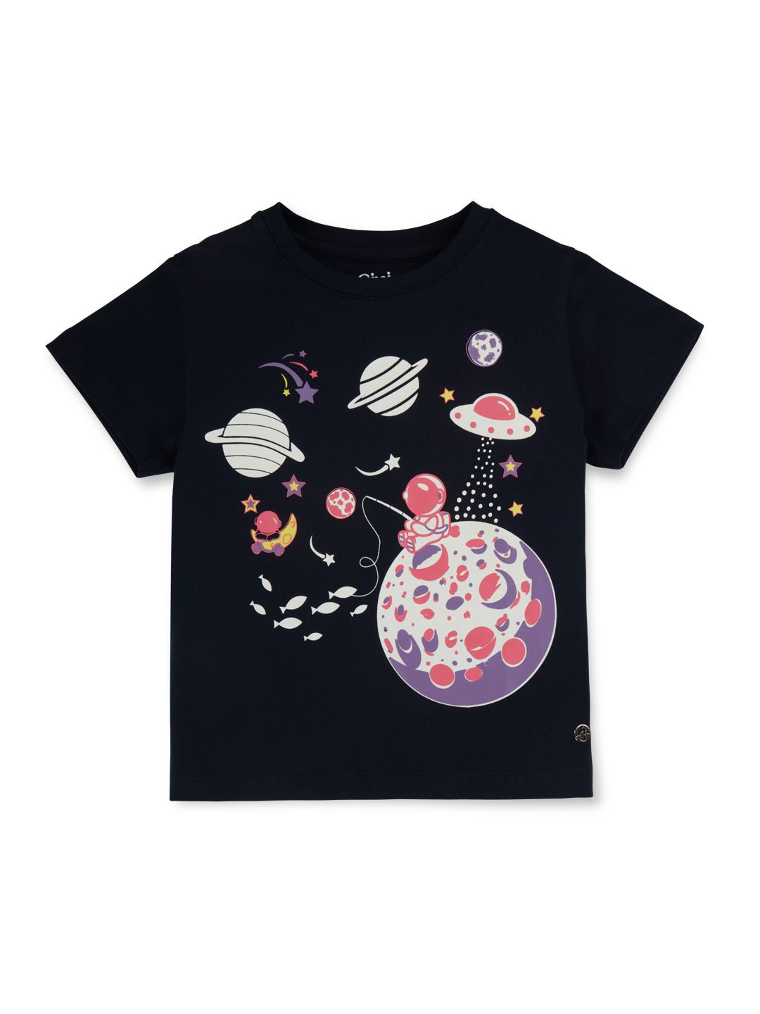 

Gini and Jony Girls Nasa Printed Round Neck Cotton T-shirt, Navy blue