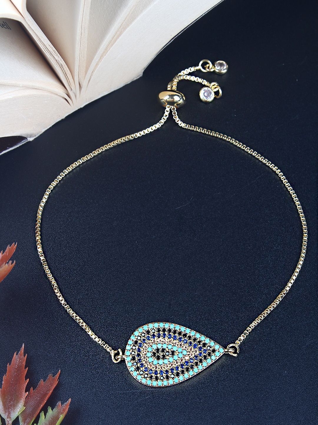 

KPOP Gold-Plated Stone Studded Charm Bracelet