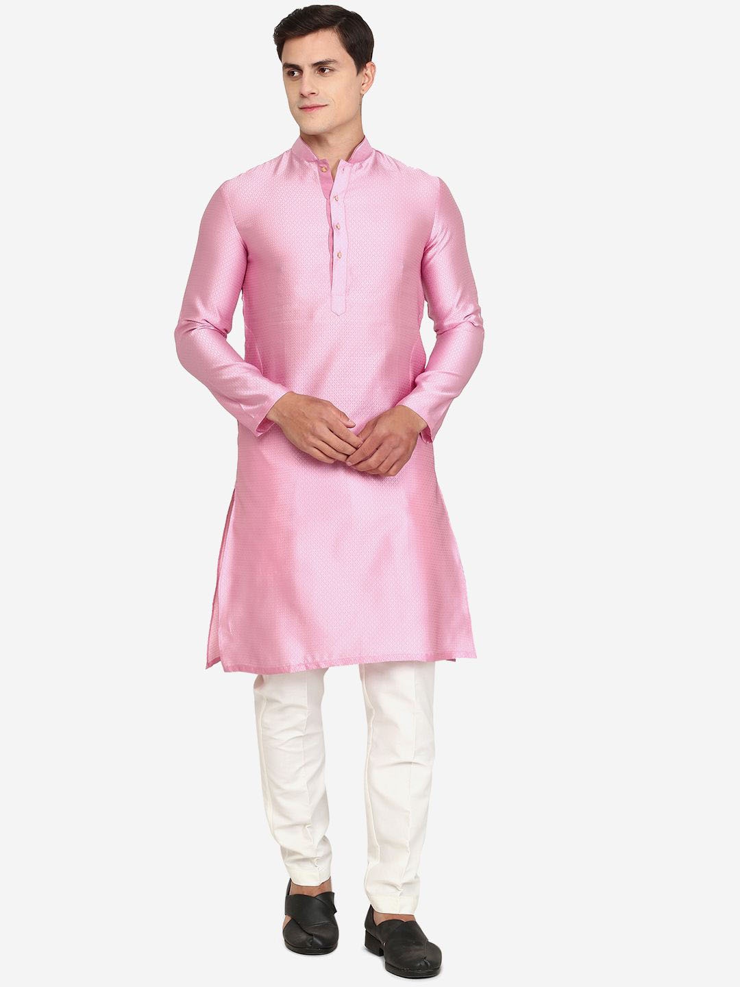 

THE KURTA COMPANY Men Thread Work Kurta, Pink