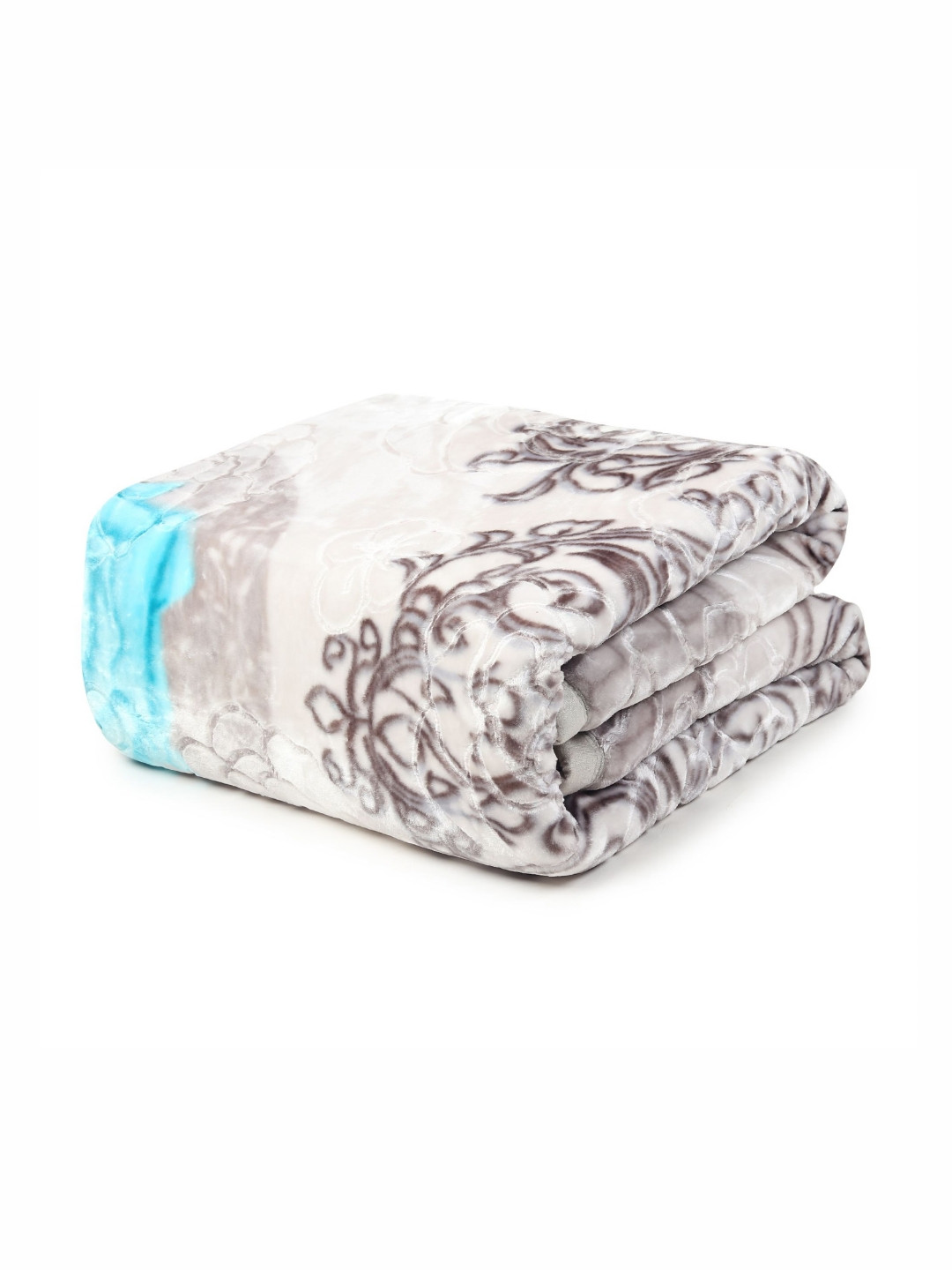 

Nivasam Grey & Blue Floral Printed Mink Heavy Winter Double Bed Blanket