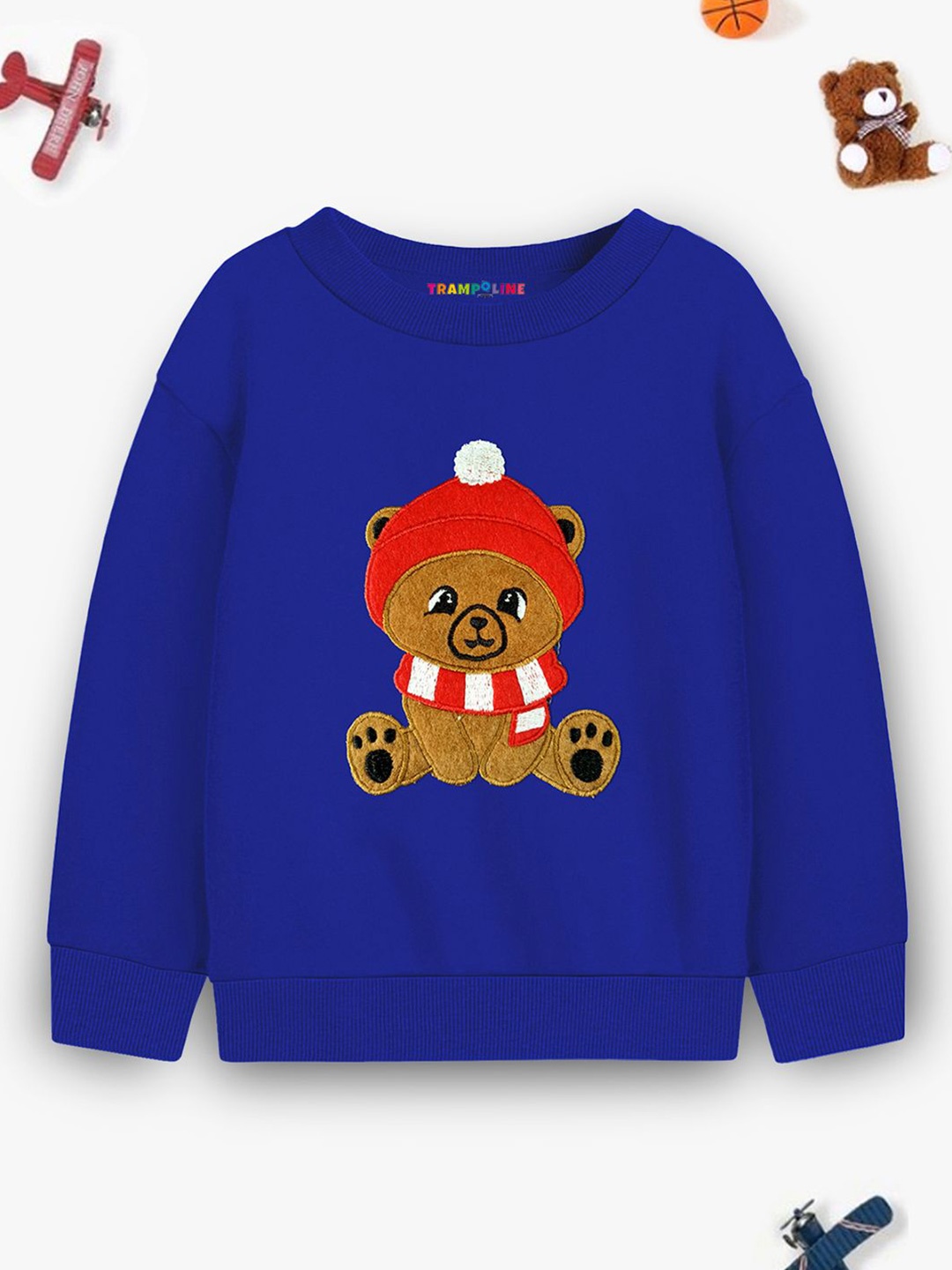 

YK X Trampoline Infants Graphic Embroidered Pullover Fleece Sweatshirt, Blue