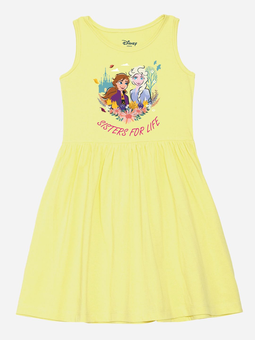 

YK Disney Girls Print Fit & Flare Dress, Yellow