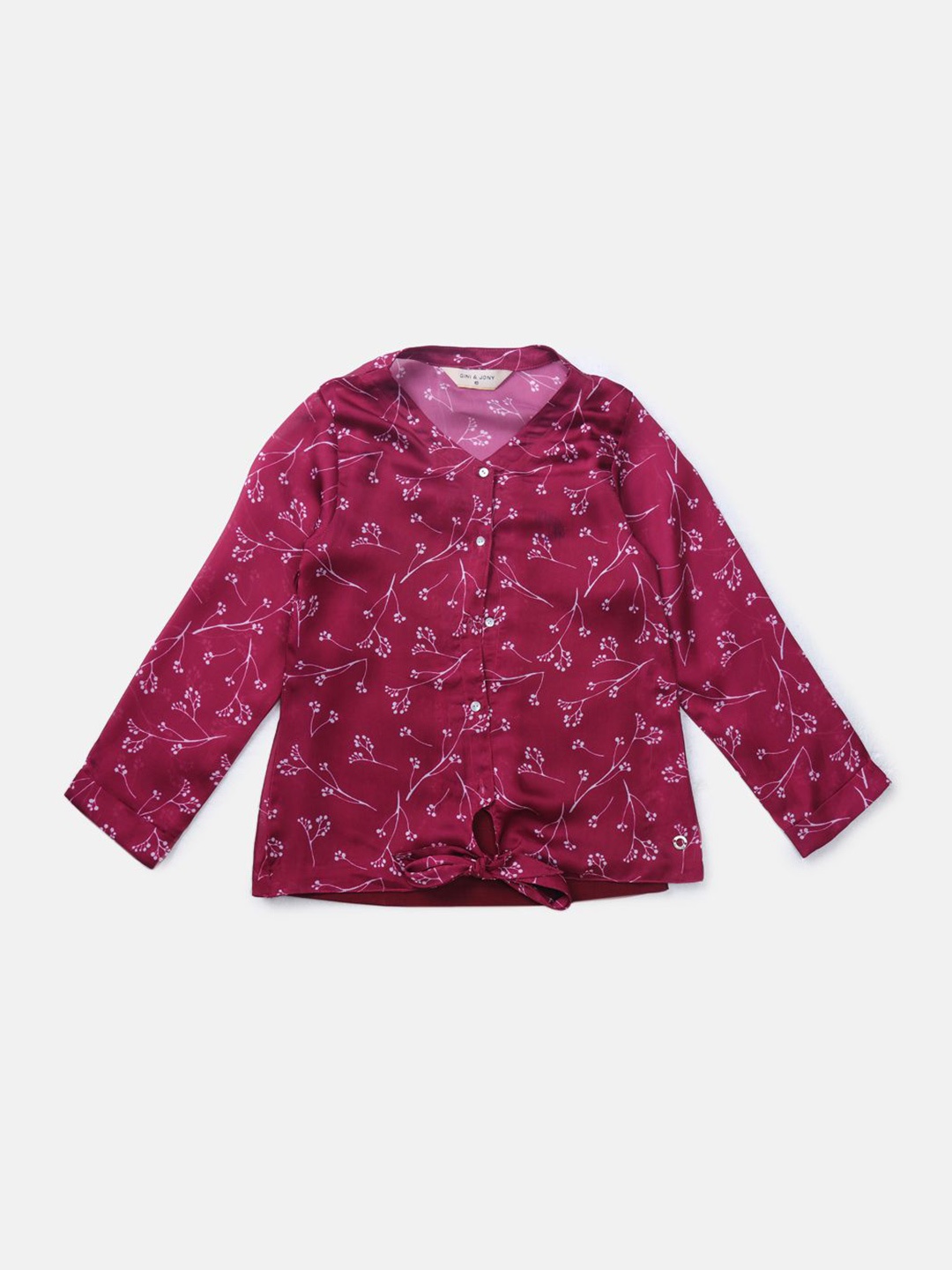 

Gini and Jony Girls Floral Printed V-Neck Cotton Top, Pink