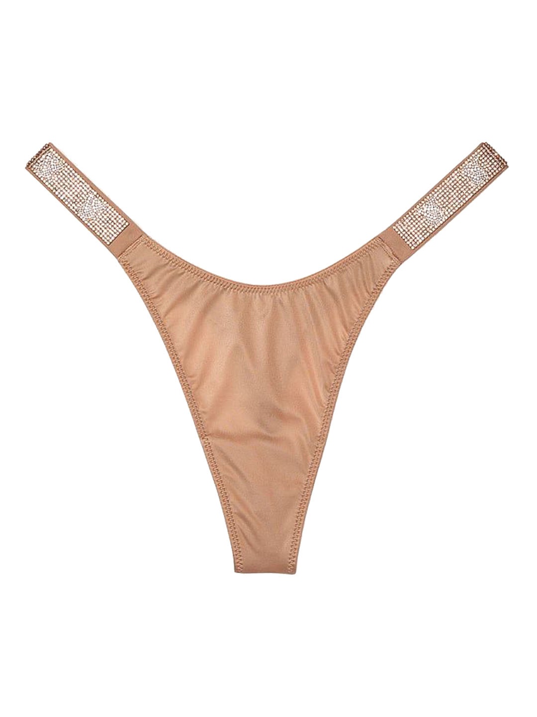 

Victoria's Secret Women Low Rise Shine Strap Thong Briefs1122705965H8, Beige