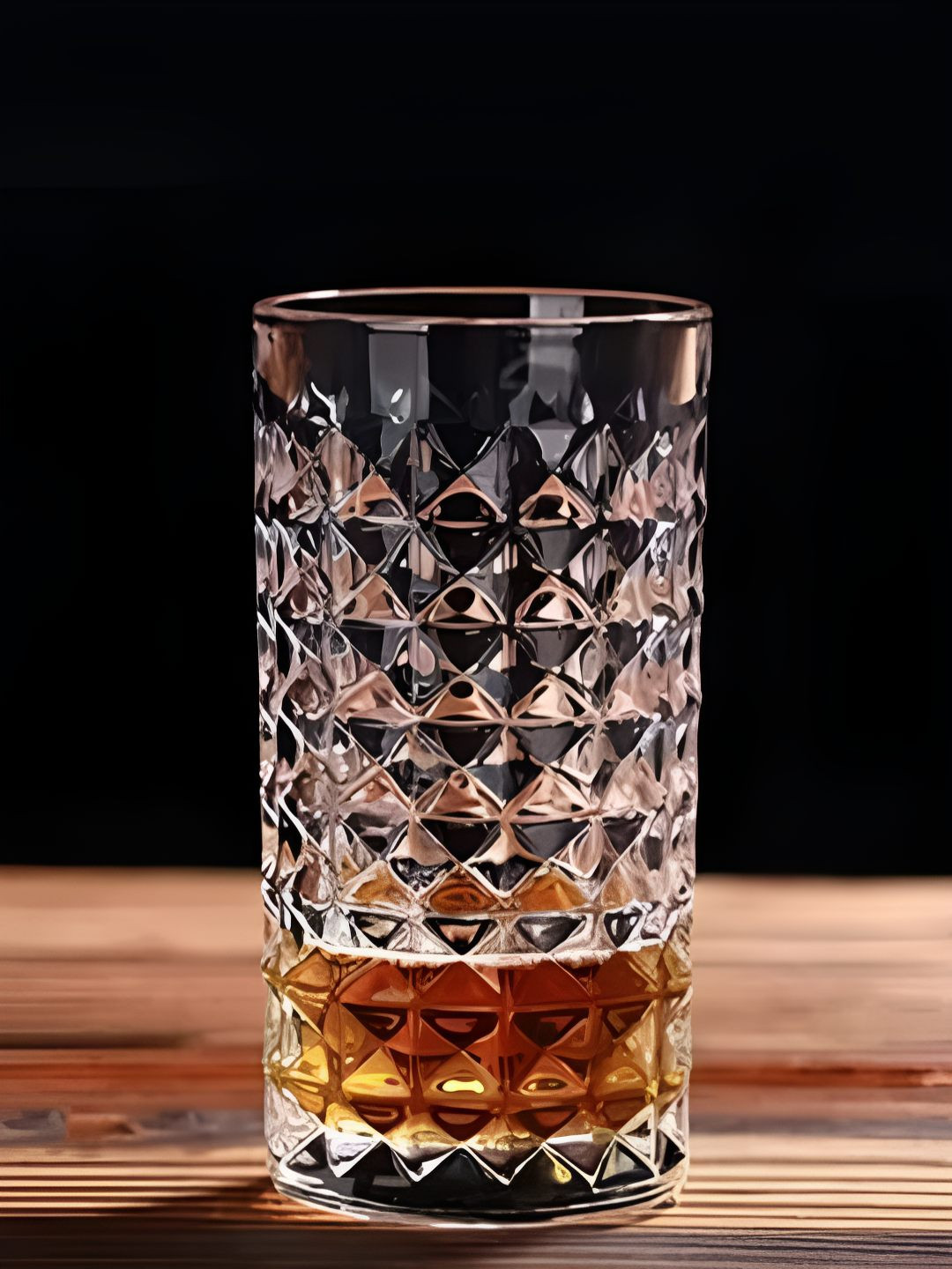 

FINSTER 6 Pieces Premium Diamond Cut Round Design Juice Water Glasses 300ml, Transparent