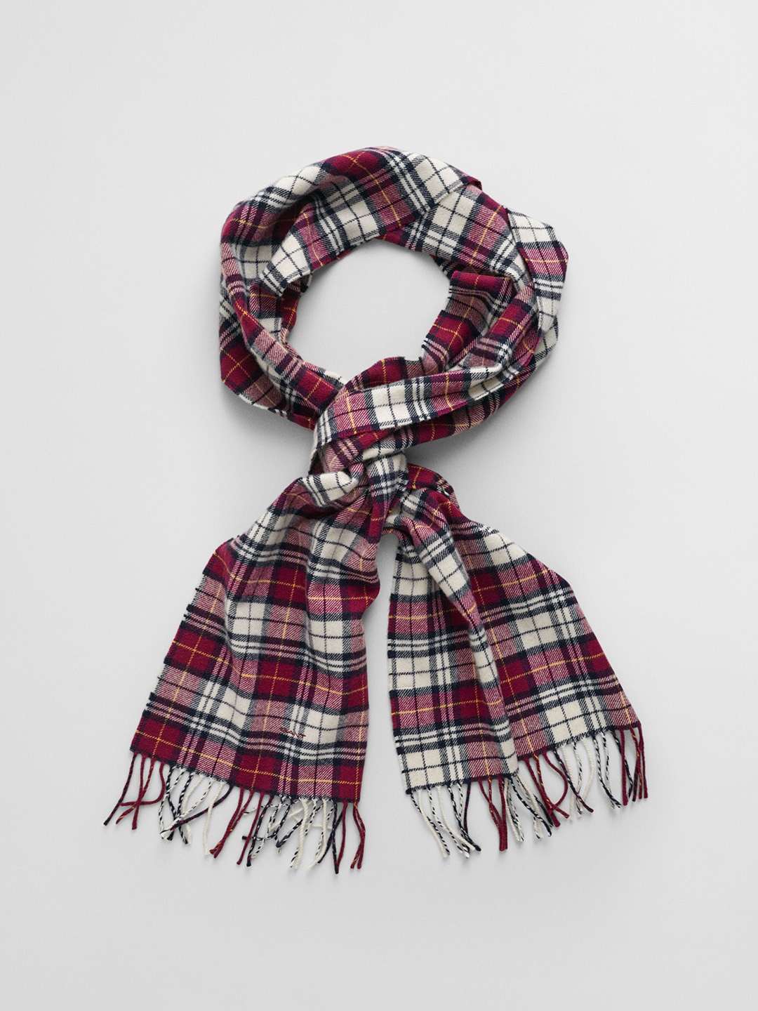 

GANT Men Checked Fringed Scarf, Red