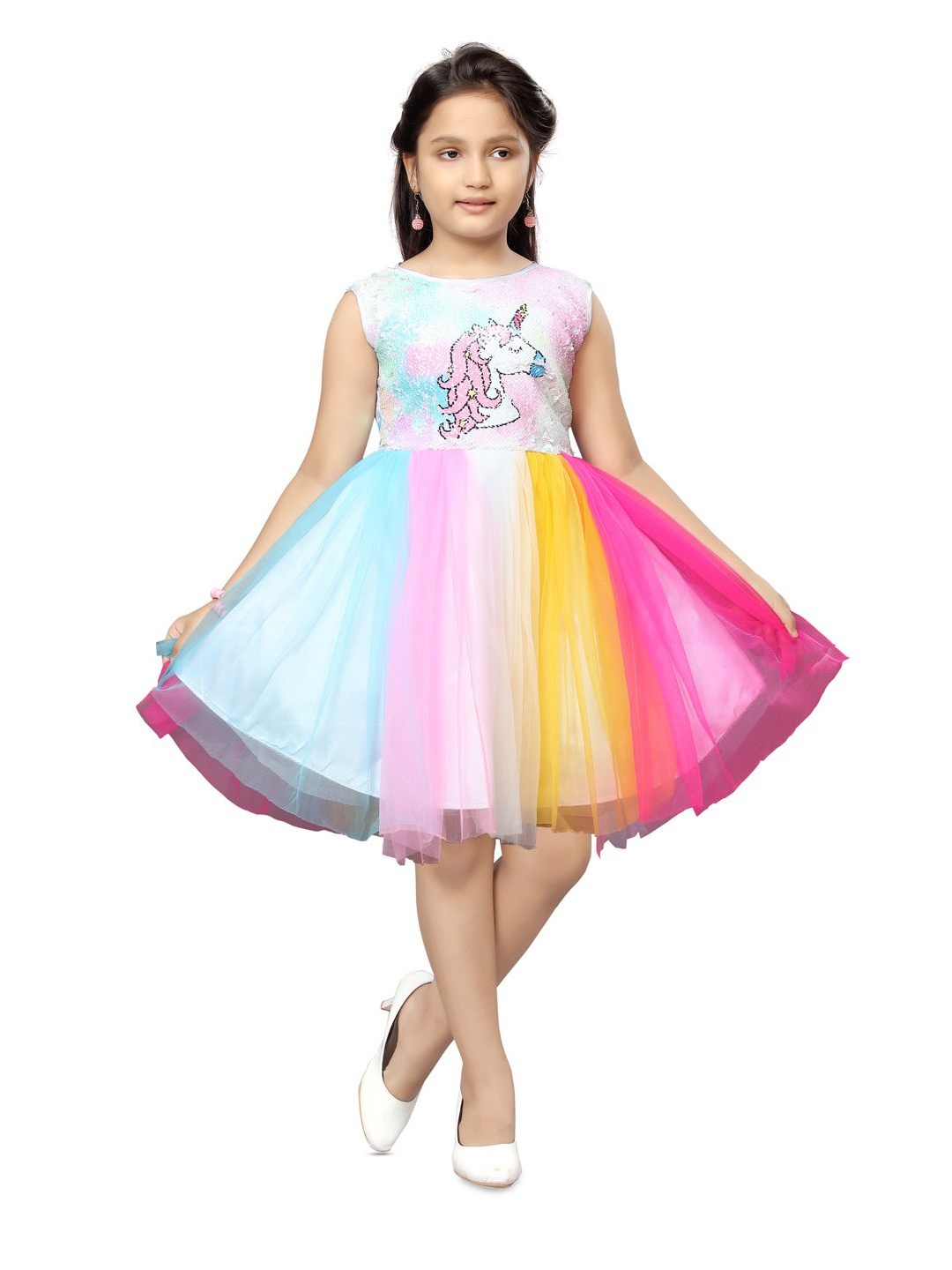 

BAESD Girls Georgette Fit & Flare Unicorn Dress, Pink