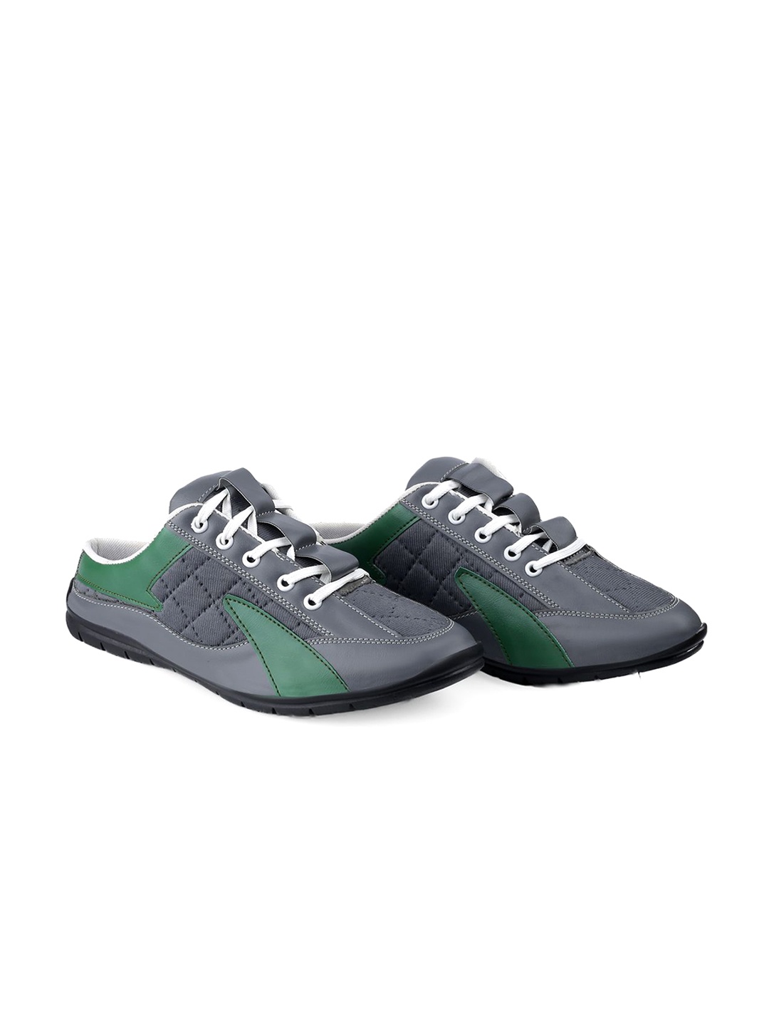 

HAKKEL Men Colourblocked Lace-Ups Mules, Grey