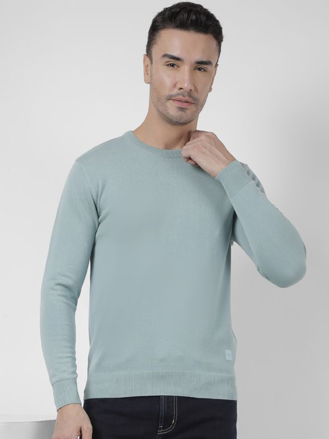 

Numero Uno Men Round Neck Pullover Cotton Sweater, Blue