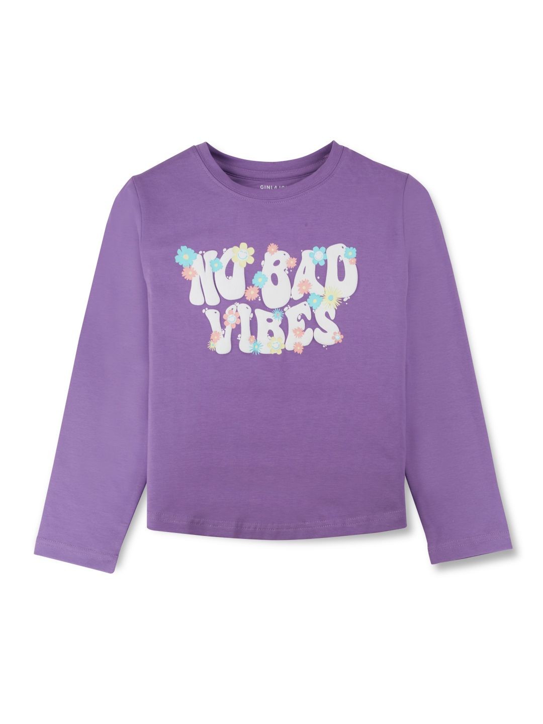 

Gini and Jony Girls Typography Printed Round Neck Cotton T-Shirt, Purple