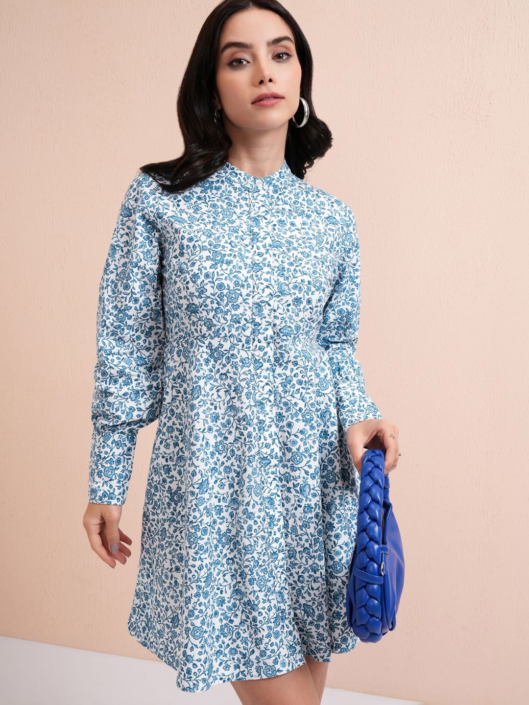 

Tokyo Talkies Women Floral Print A-Line Mini Dress, Blue