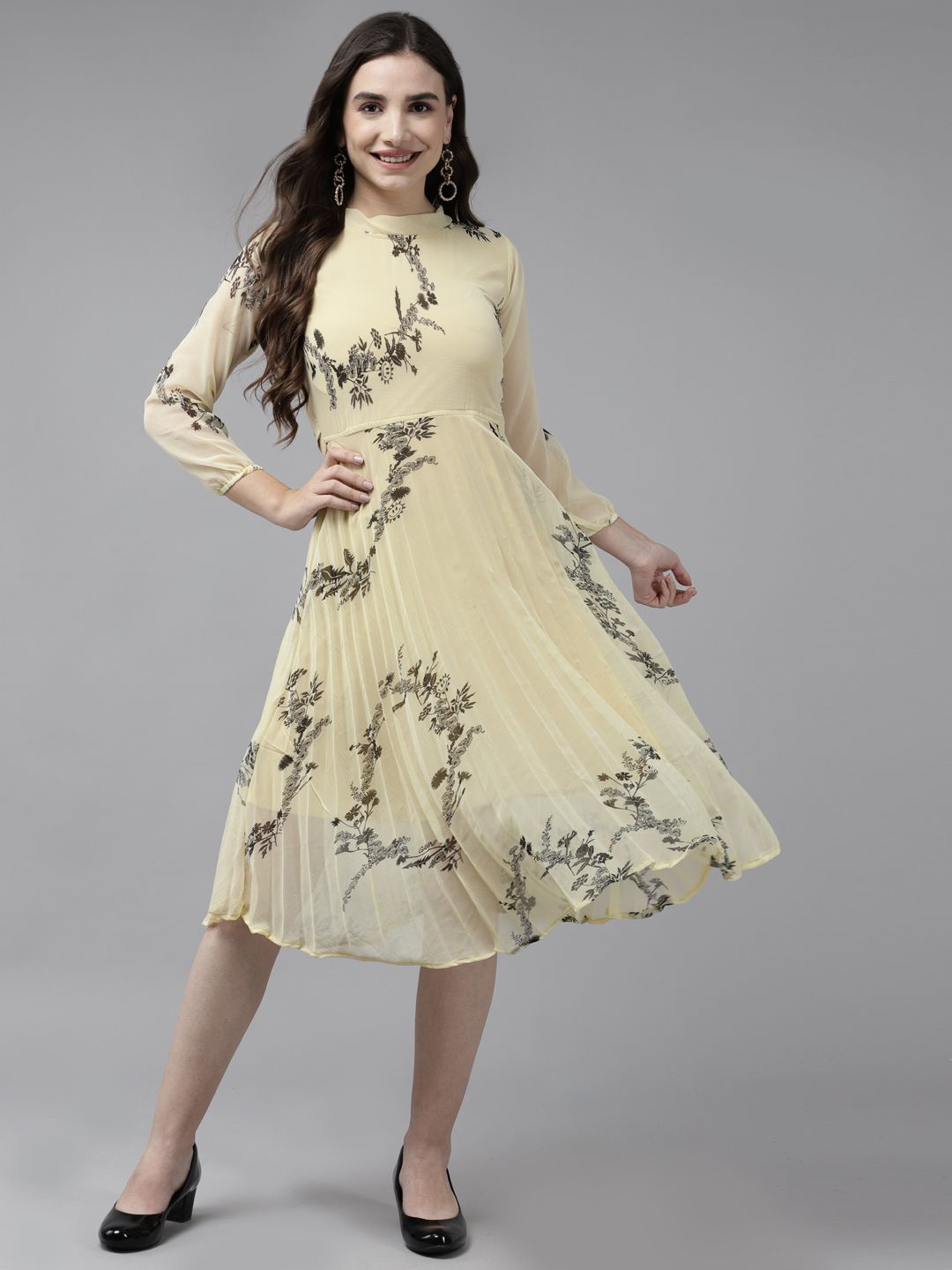 

BAESD Women Fit & Flare Midi Dress, Yellow