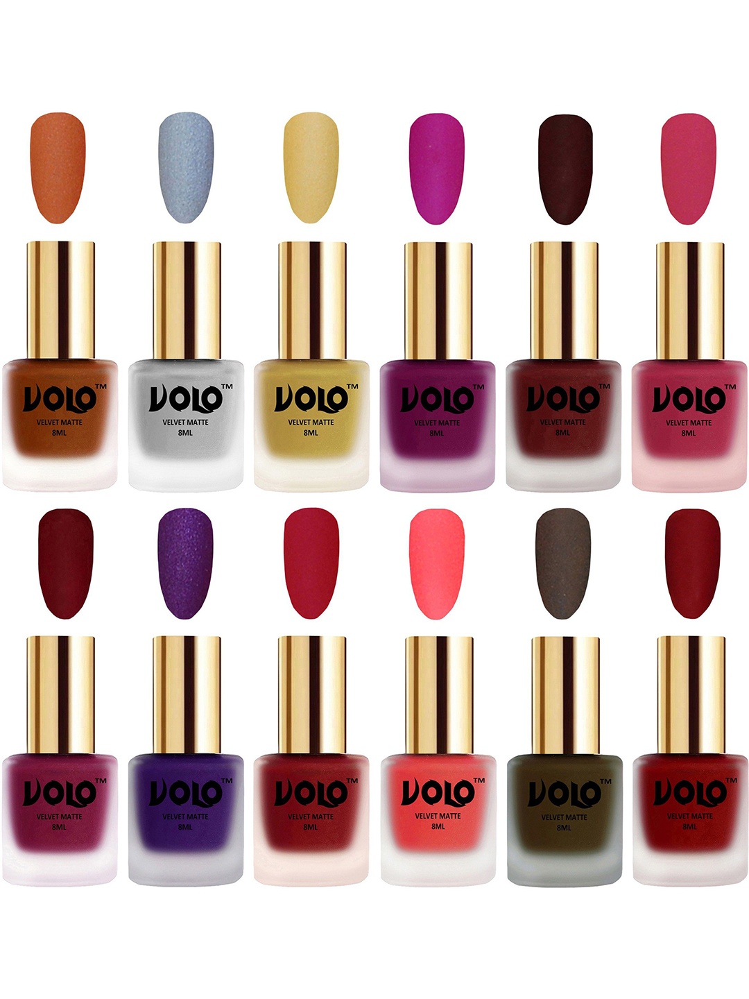 

VOLO Set Of 12 Velvet Matte Nail Polish - 8 ml Each, Red
