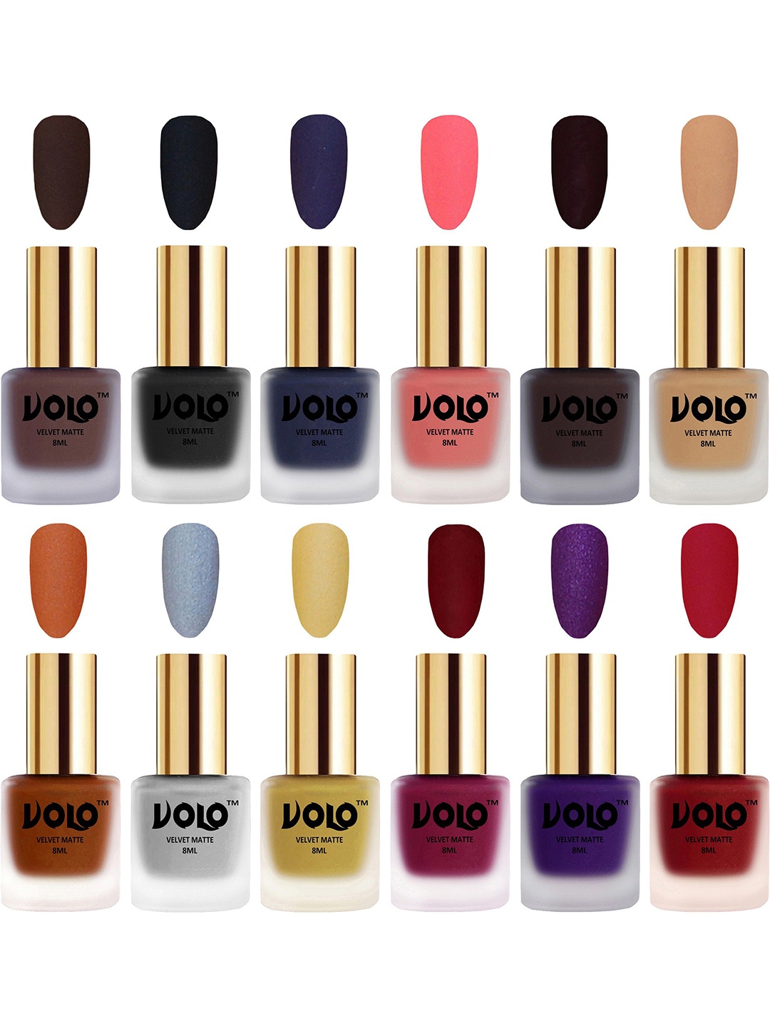 

VOLO Set Of 12 Velvet Matte Nail Polish-8 ml Each, Black