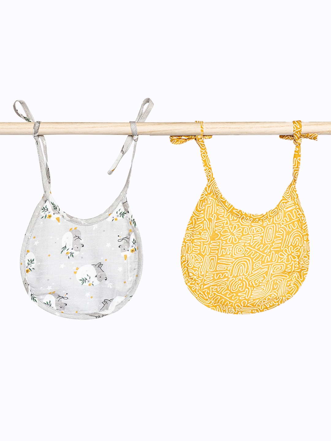 

cocoon care Infants Pack Of 2 Printed Bibs, Yellow