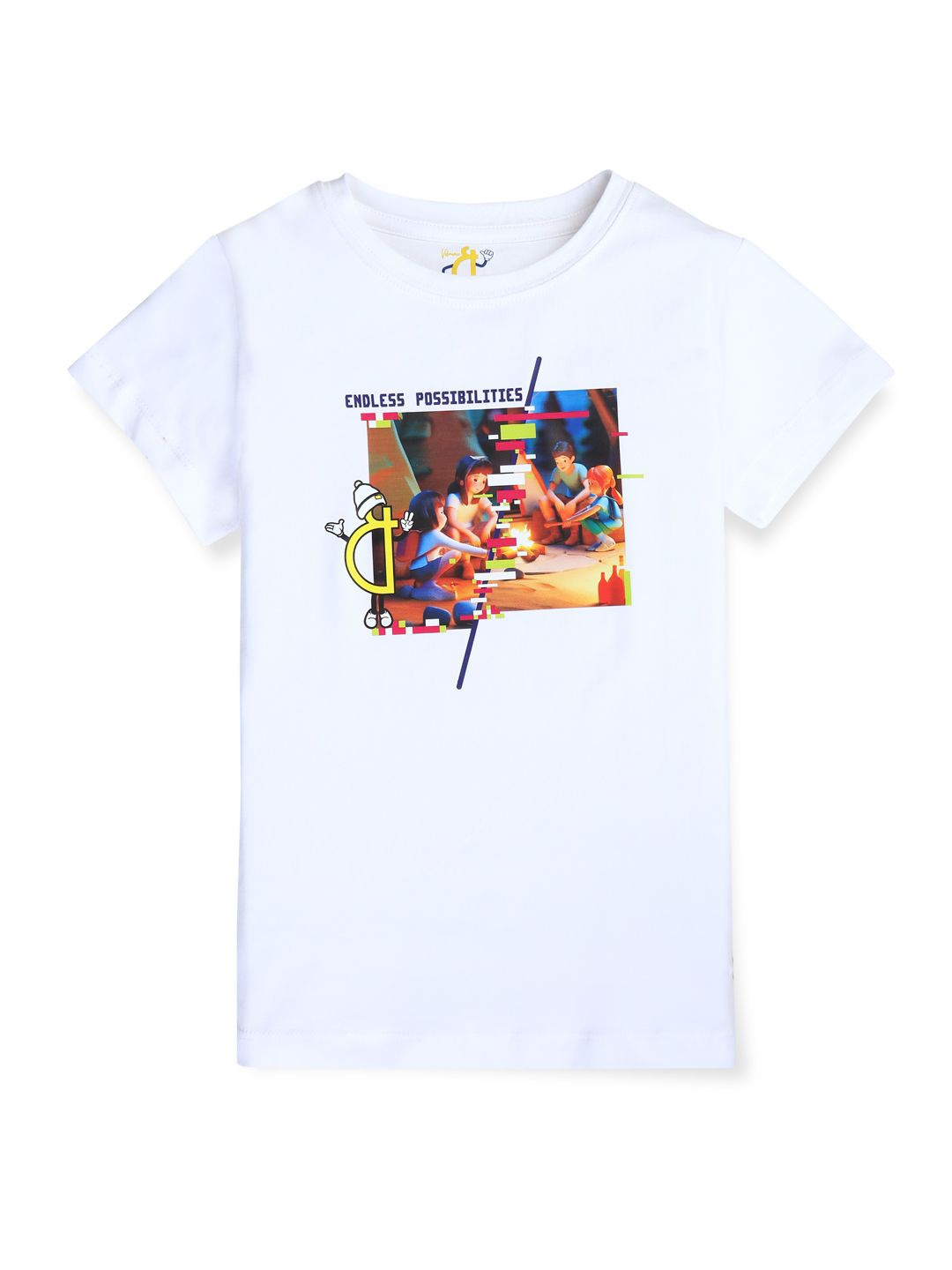 

Gini and Jony Girls Graphic Printed Cotton T-shirt, White