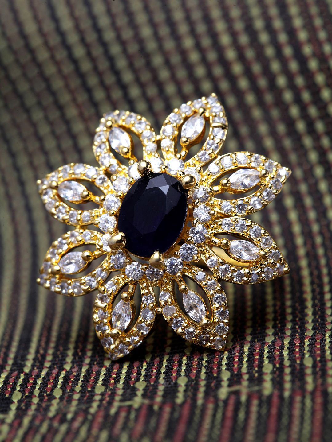 

ANIKAS CREATION Gold Plated American Diamond Studded Finger Ring