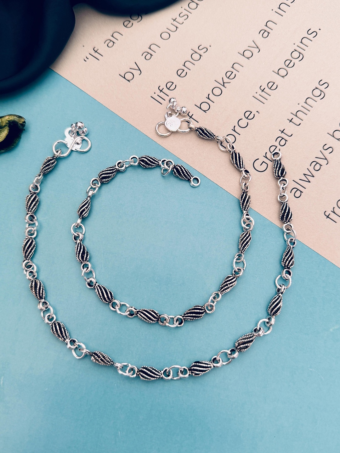 

Sangria Set Of 2 Silver-Plated Anklets