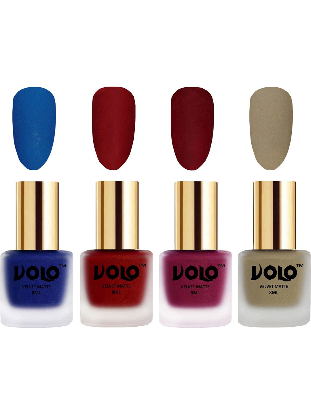 

VOLO Set Of 4 Velvet Matte Nail Polish- 8 ml Each- Shade- 19-22-25-37, Multi