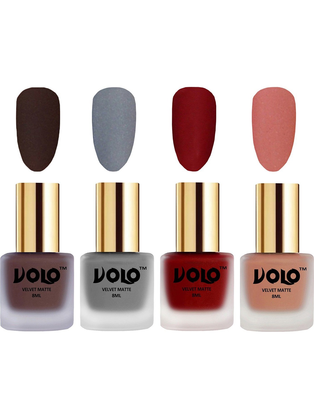 

VOLO Set Of 4 Velvet Matte Nail Polish - 8 ml Each - 2 - 20 - 22 - 38, Multi