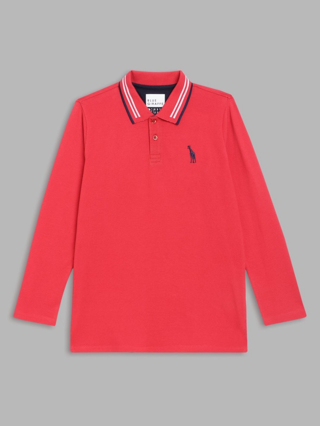 

Blue Giraffe Boys Solid Polo Collar Cotton T-shirt, Red