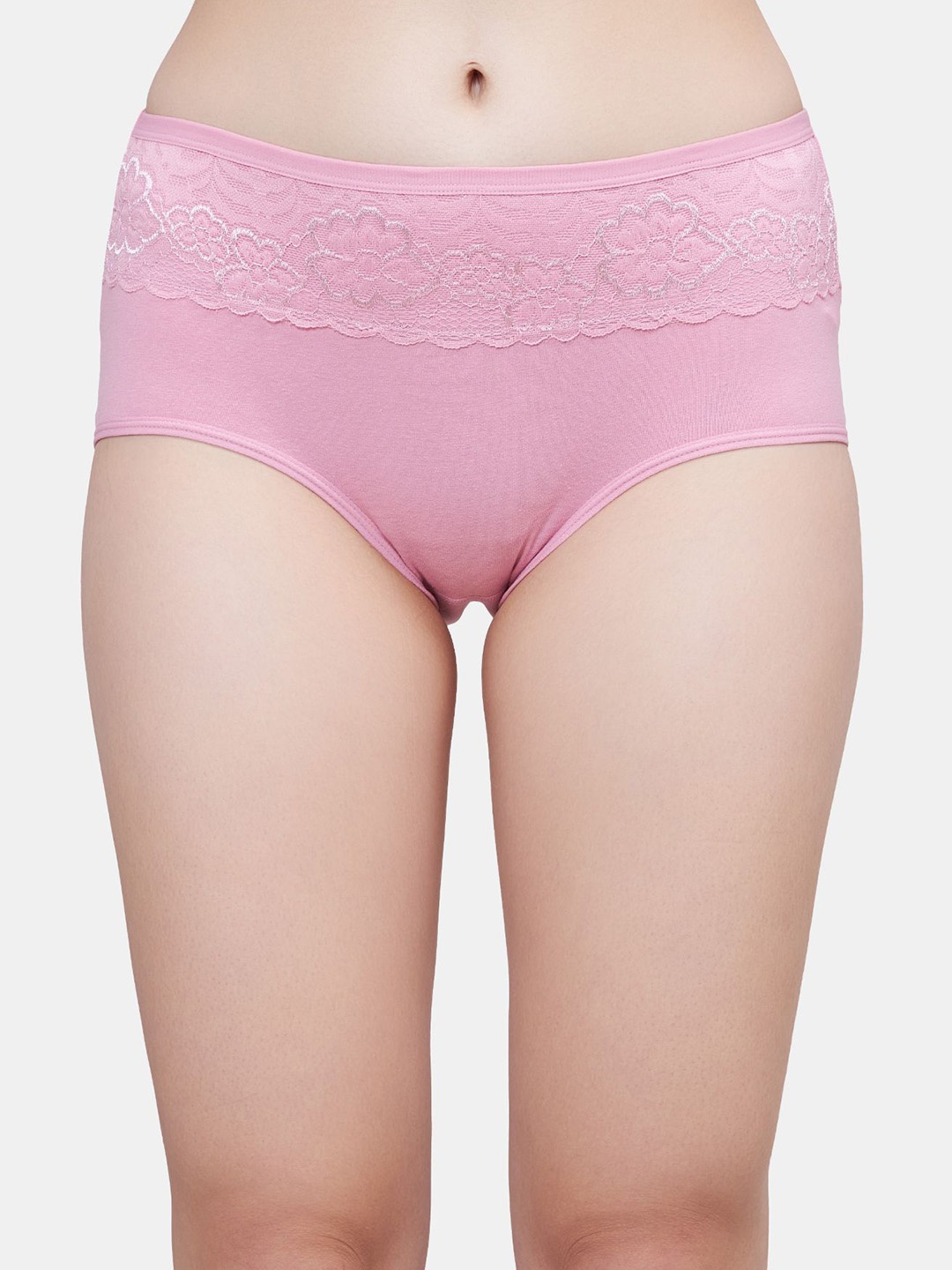 

PLUMBURY Women Lace Mid Rise Hipster Briefs, Pink