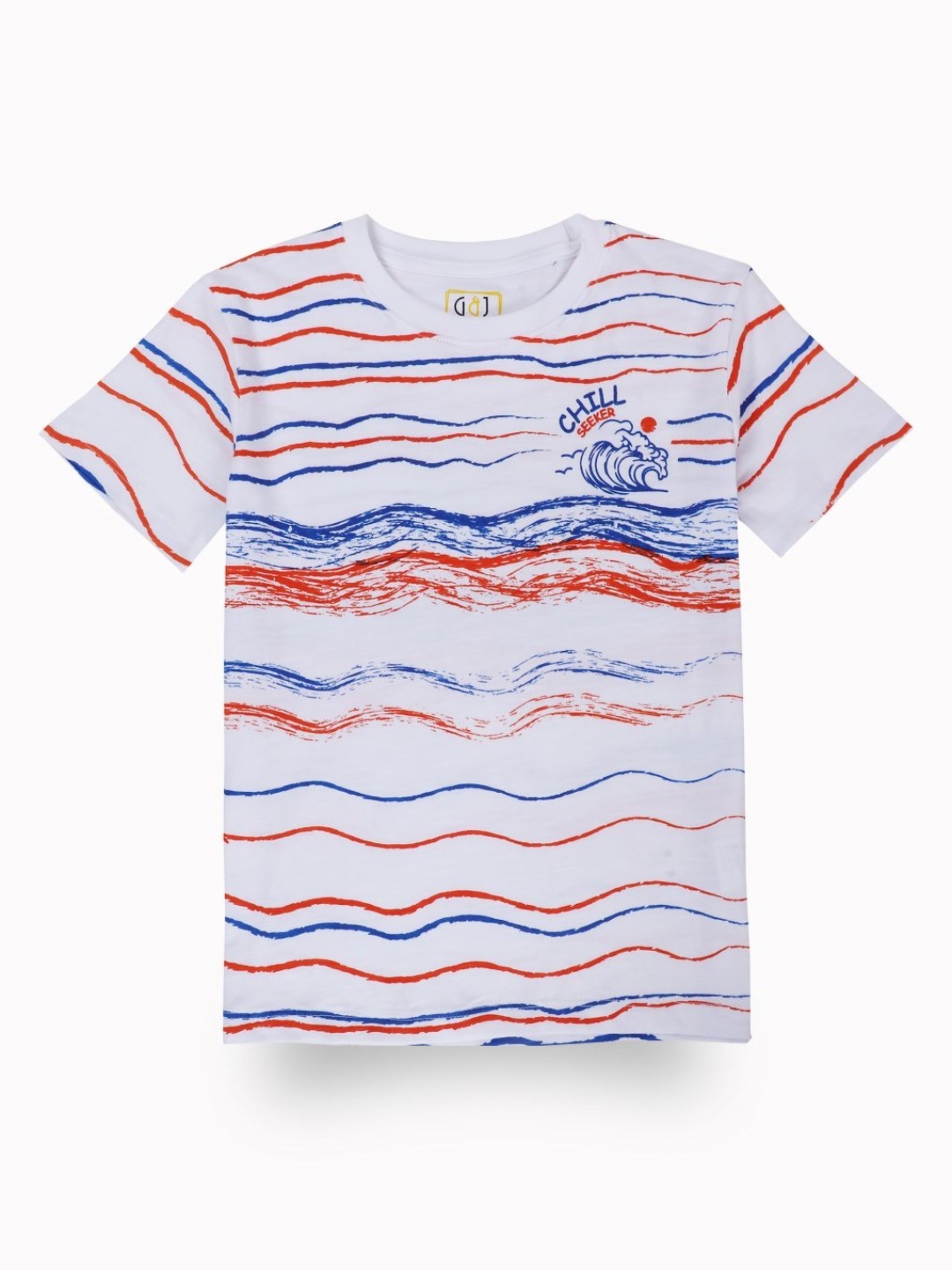 

Gini and Jony Boys Abstract Printed Round Neck Cotton T-shirt, White