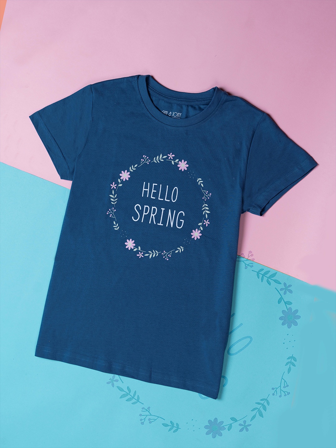 

Gini and Jony Girls Graphic Printed Round Neck Cotton T-Shirt, Blue