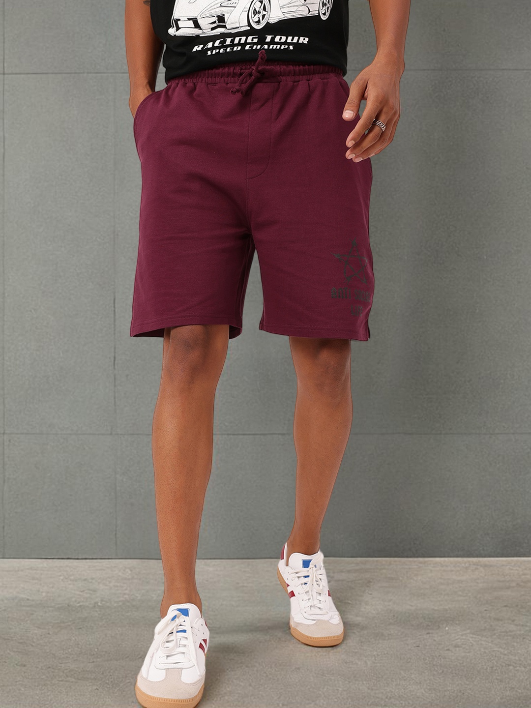 

Kook N Keech Men Urban Game Printed Relaxed Fit Shorts, Maroon