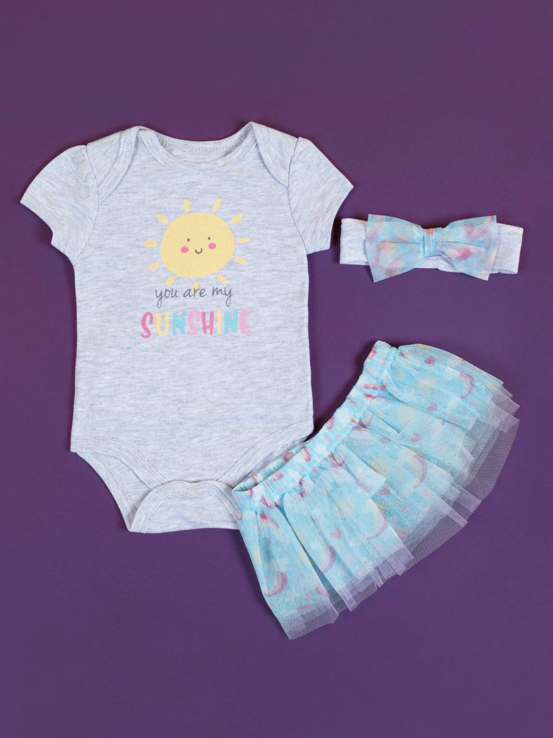 

Baby Moo Girls Pack Of 3 Pure Cotton Baby Apparel Gift Set, Grey